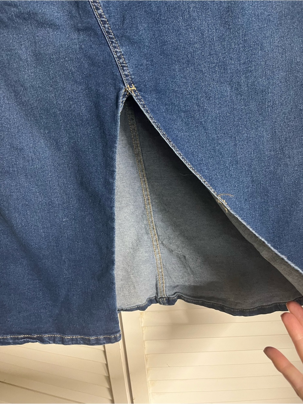Vintage Serra Blue Denim Skirt with Front Button - Picture 3 of 9